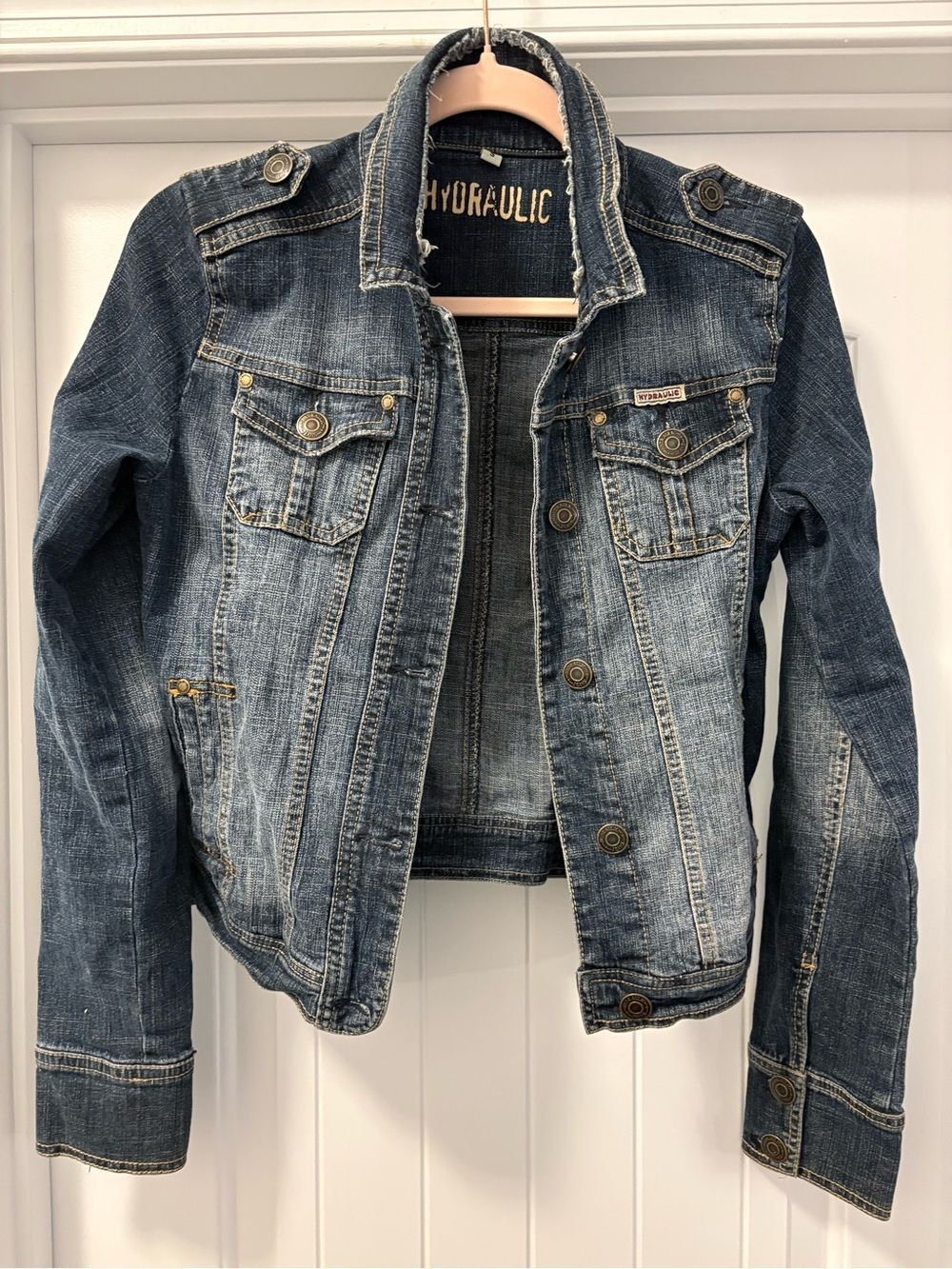 Hydraulic Women's Distressed Blue Denim Jacket Size Small